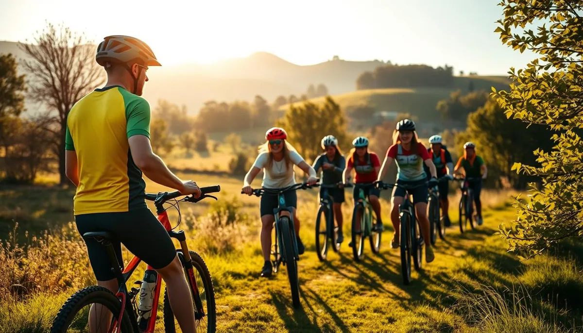 moniteur de vtt francais enseignant à des élèves