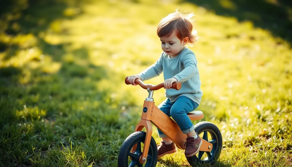 Enfant apprenant l'équilibre sur une draisienne