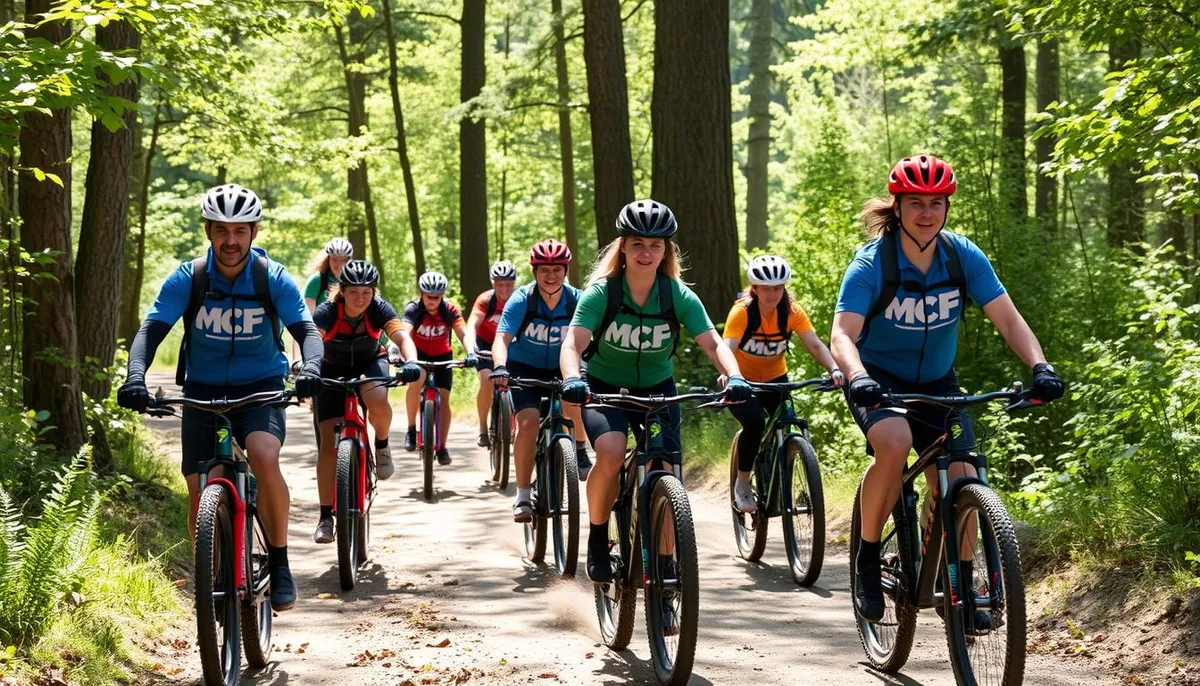 moniteurs MCF encadrant une randonnée VTT