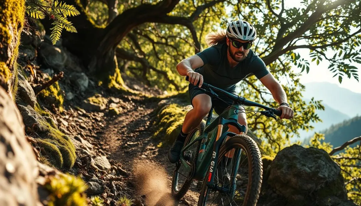 vélo vtt homme en action